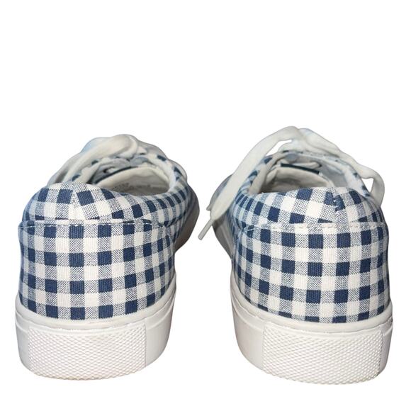 J Crew Sneakers Gingham Road Trip Navy Blue White Plaid - Picture 4 of 7